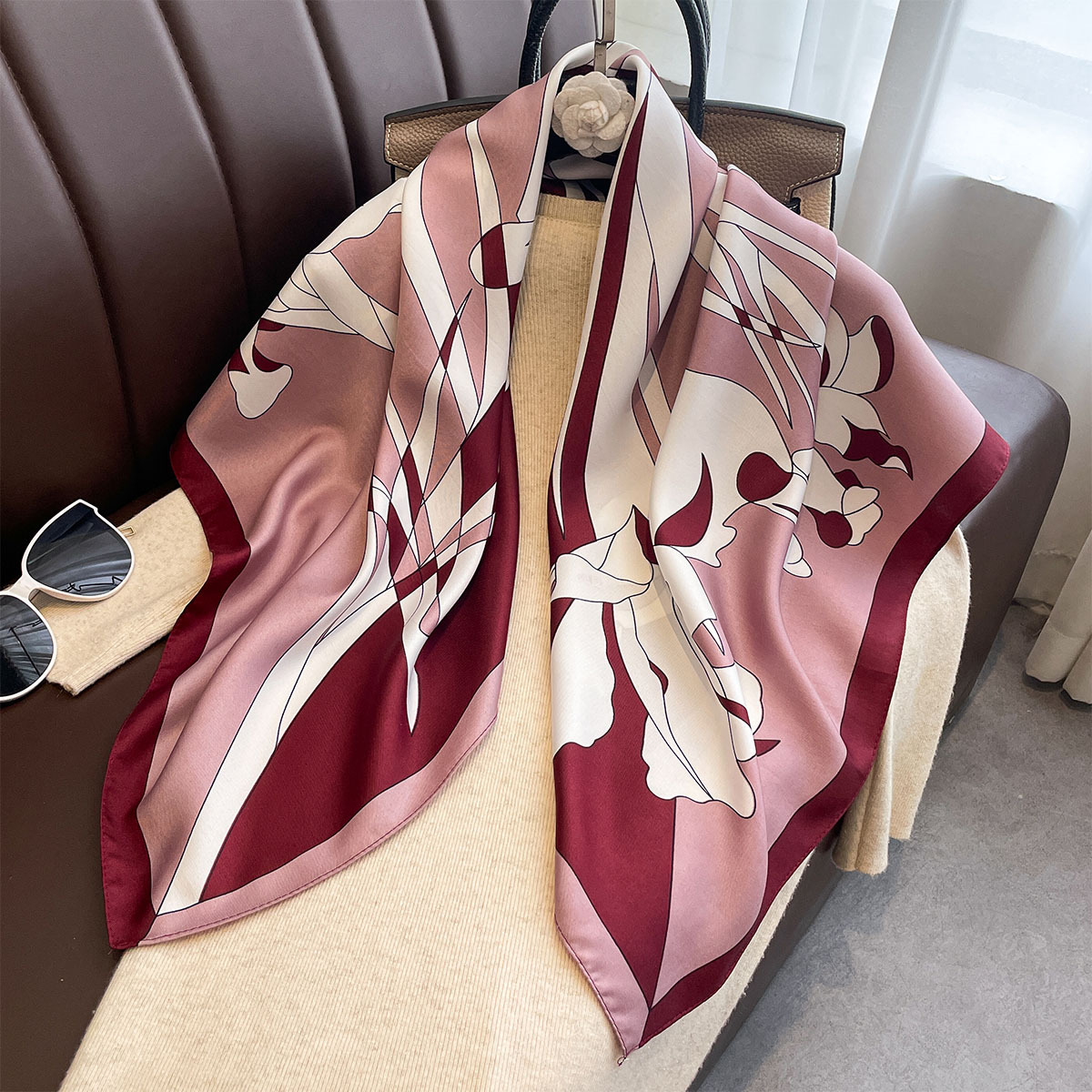 فاخر 90*90 سنتيمتر مربع وشاح ح - مراجعة Silk Scarf Square وسعره